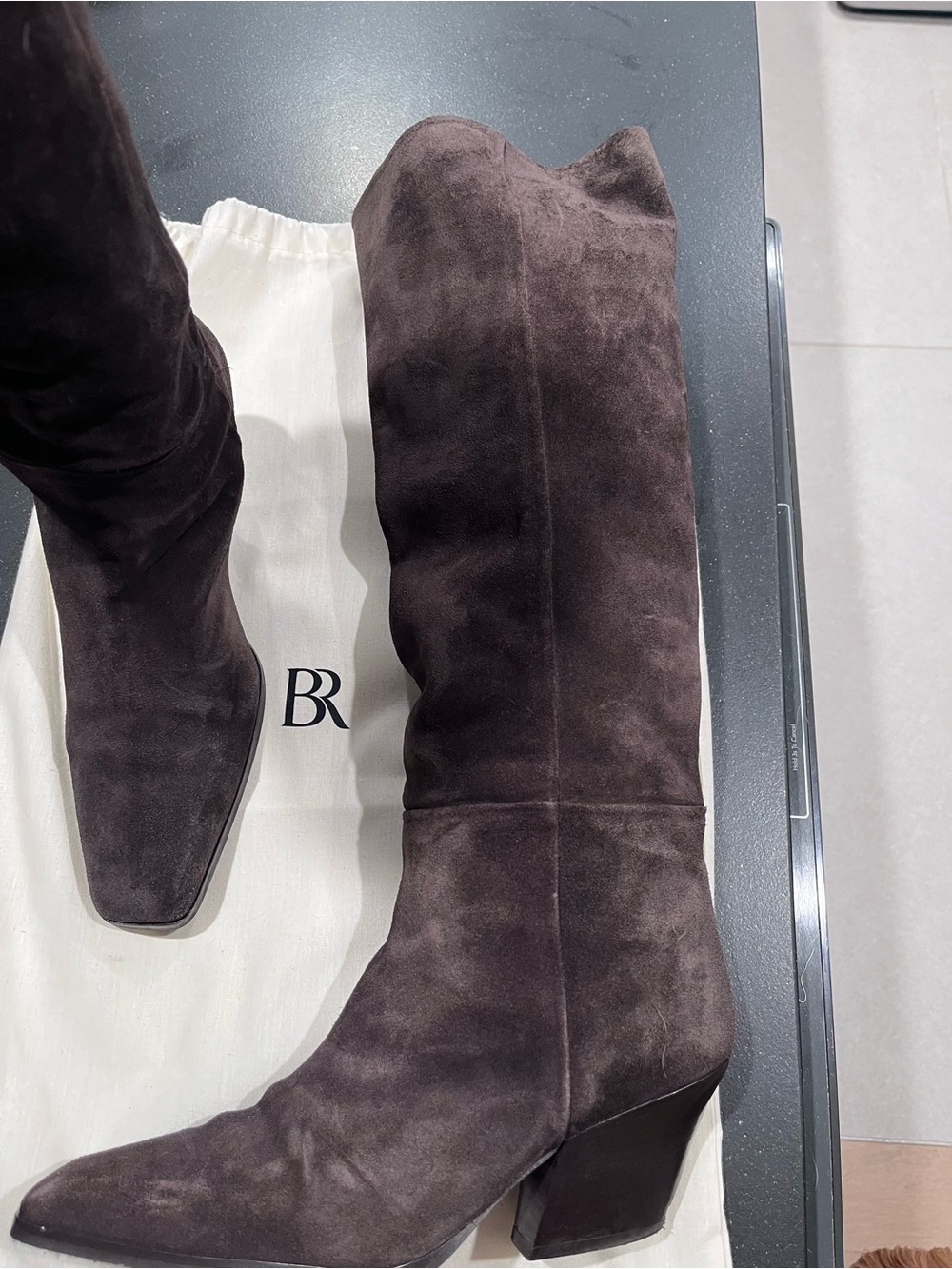 Banana Republic- Suede Square-Toe Knee Boot in Dark Brown